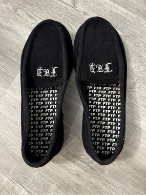 FTP Black Corduroy Logo House Slippers